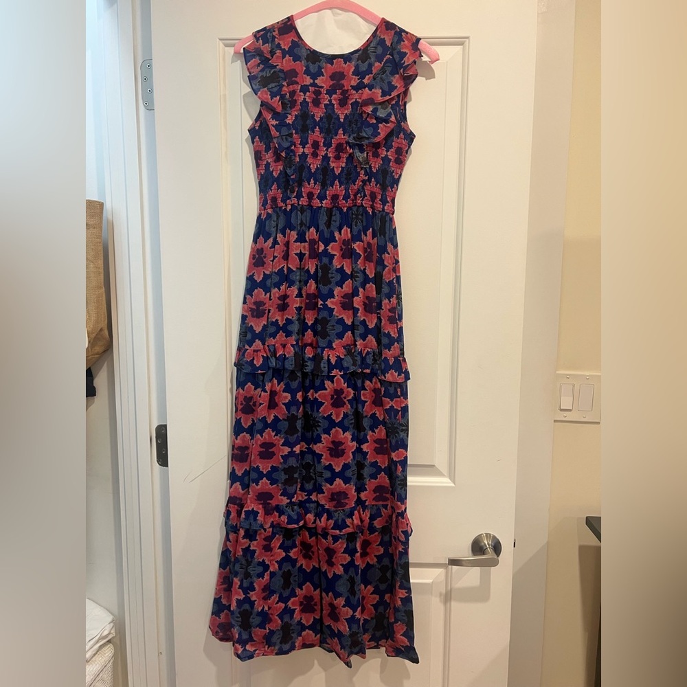 Banjanan Blue and Pink Sleeveless Maxi Sundress